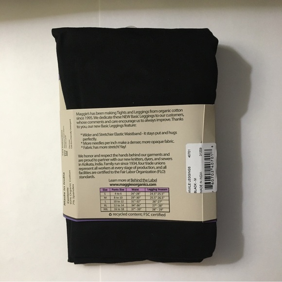 NWT Maggie's Organics black basic leggings - Picture 6 of 8